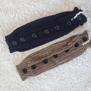 Leg warmer. 2 pair. Both Brown and Black with buttons and lace.
